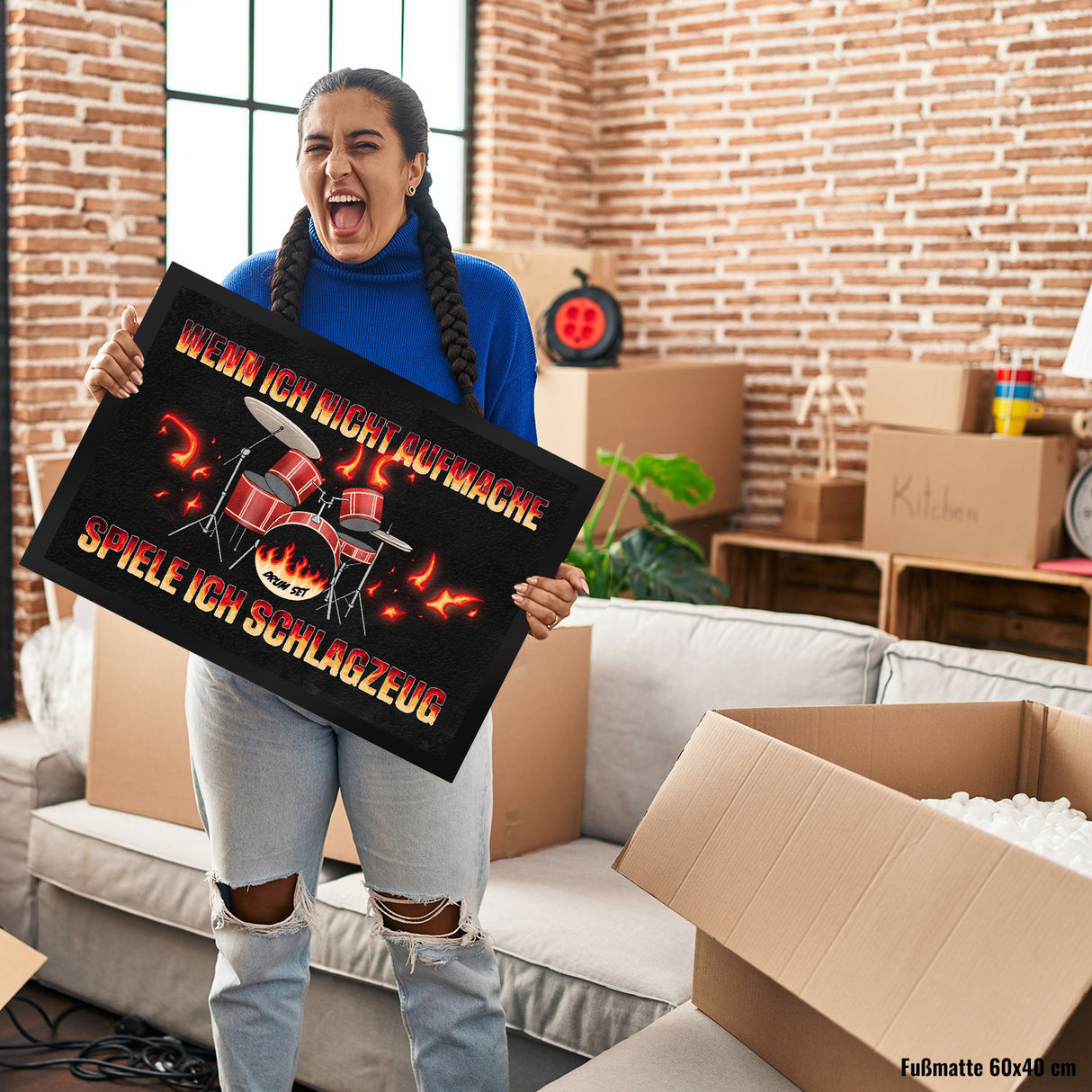 Wenn ich nicht aufmache, spiele ich Schlagzeug Fußmatte für Schlagzeuger