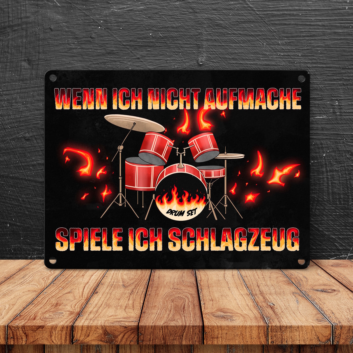 Wenn ich nicht aufmache, spiele ich Schlagzeug Metallschild für Schlagzeuger