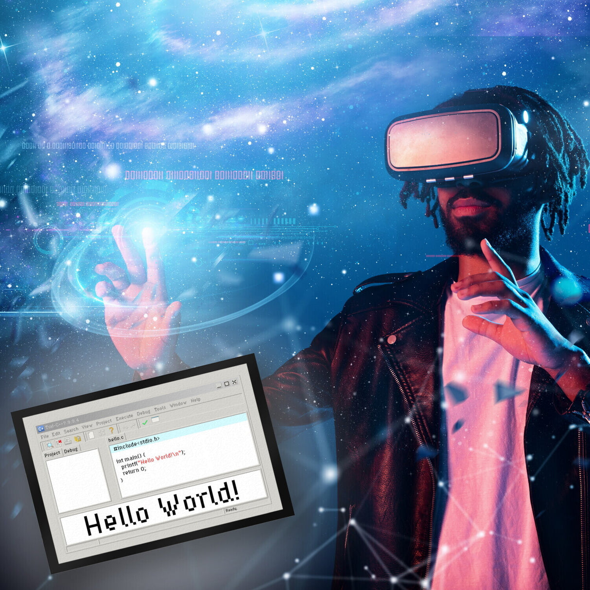 Hello World witzige Fußmatte für Programmierer mit Quellcode