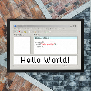 Hello World witzige Fußmatte für Programmierer mit Quellcode