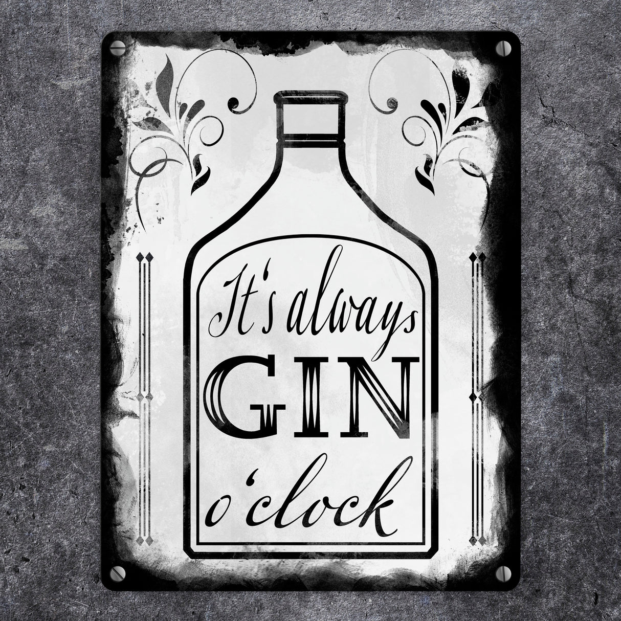 It's always Gin o'clock Metallschild mit Spruch für die Bar