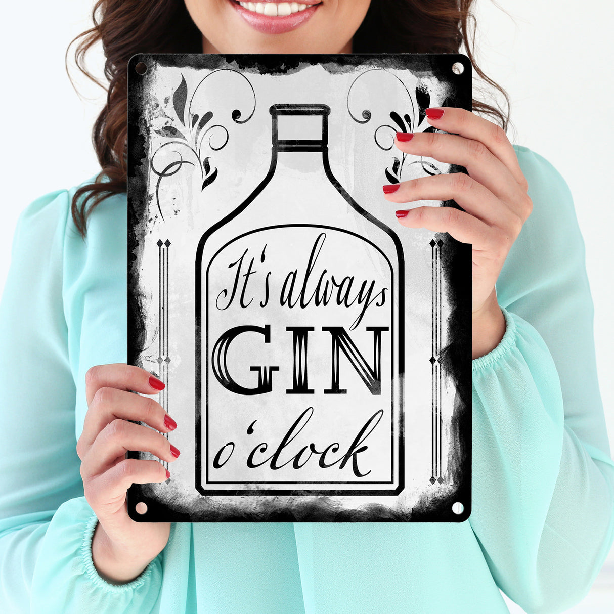 It's always Gin o'clock Metallschild mit Spruch für die Bar