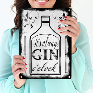 It's always Gin o'clock Metallschild mit Spruch für die Bar