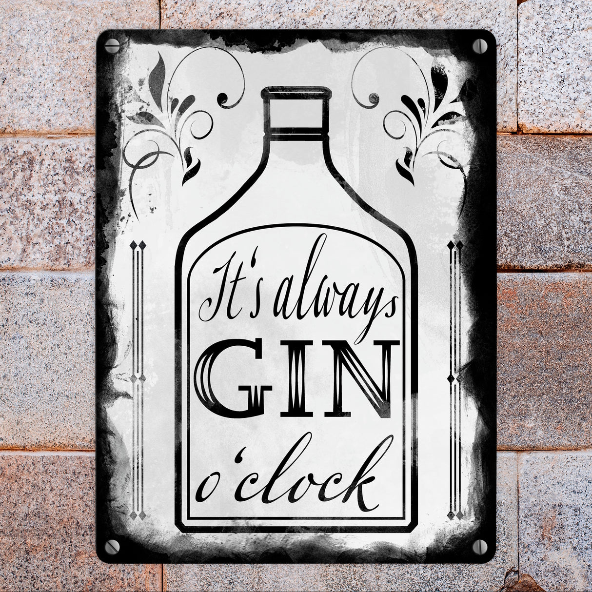 It's always Gin o'clock Metallschild mit Spruch für die Bar