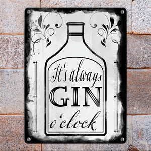 It's always Gin o'clock Metallschild mit Spruch für die Bar