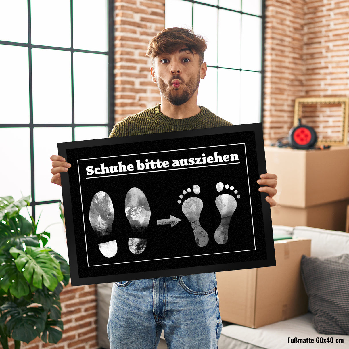 Schuhe bitte ausziehen Fußmatte mit witzigem Motiv