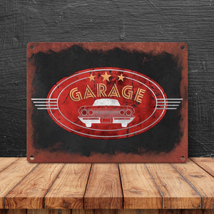Metallschild für die Garage in Rostoptik