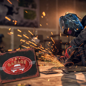 Metallschild für die Garage in Rostoptik
