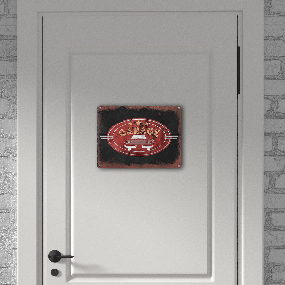 Metallschild für die Garage in Rostoptik