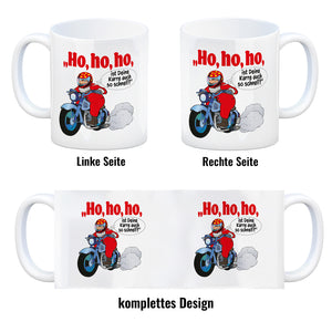 Kaffeebecher zum Thema Weihnachten mit Nikolaus auf dem Motorrad Motiv