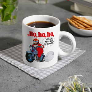 Kaffeebecher zum Thema Weihnachten mit Nikolaus auf dem Motorrad Motiv