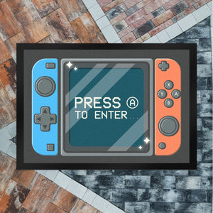 Press A to enter Fußmatte mit coolem Gamer Konsolen Motiv
