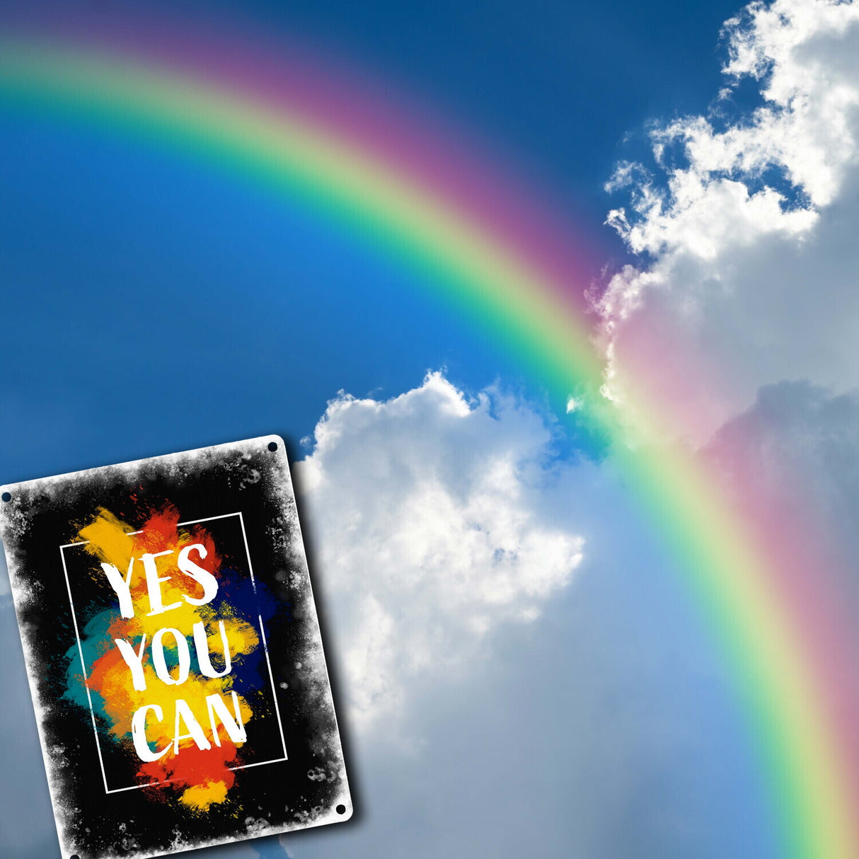 Yes you can Metallschild mit buntem Motiv