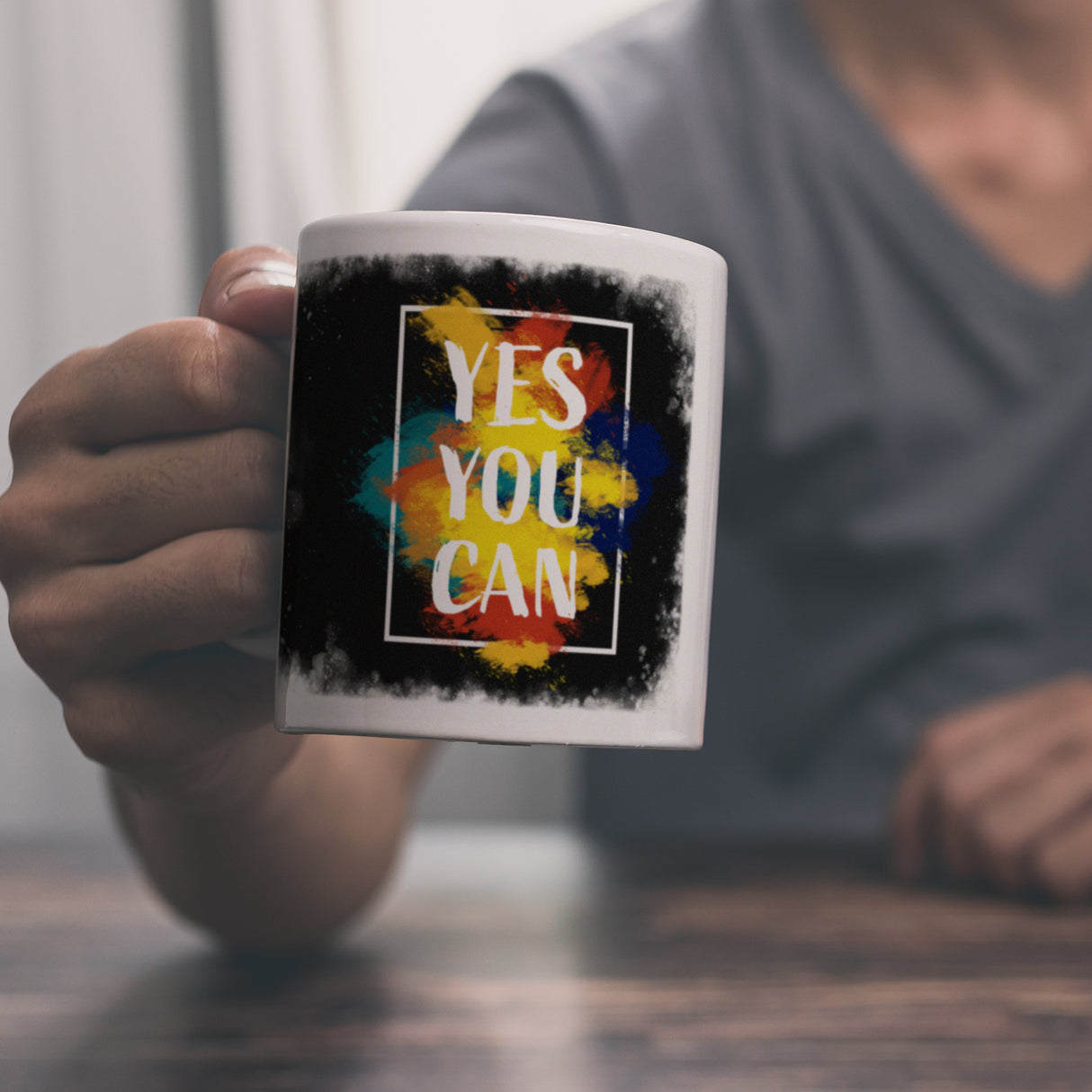 Yes you can Kaffeebecher mit buntem Motiv