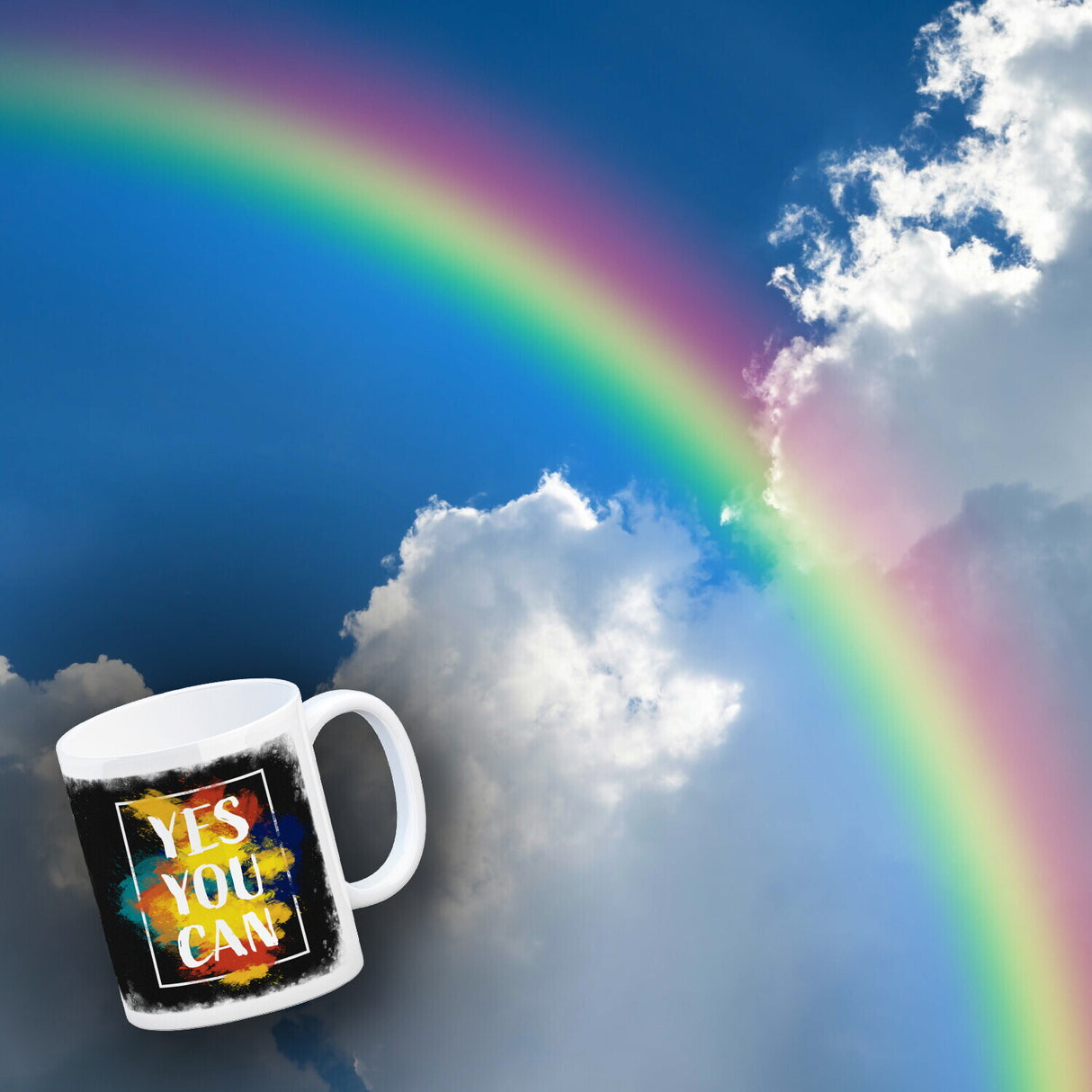 Yes you can Kaffeebecher mit buntem Motiv