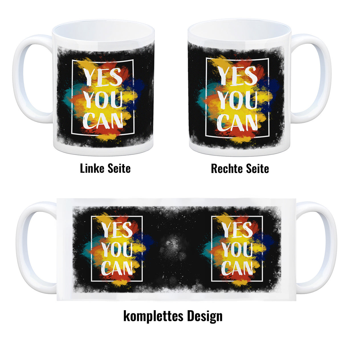 Yes you can Kaffeebecher mit buntem Motiv