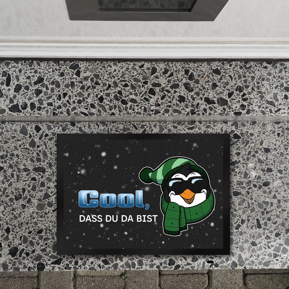 Cool, dass du da bist Fußmatte mit witzigem Pinguin-Motiv