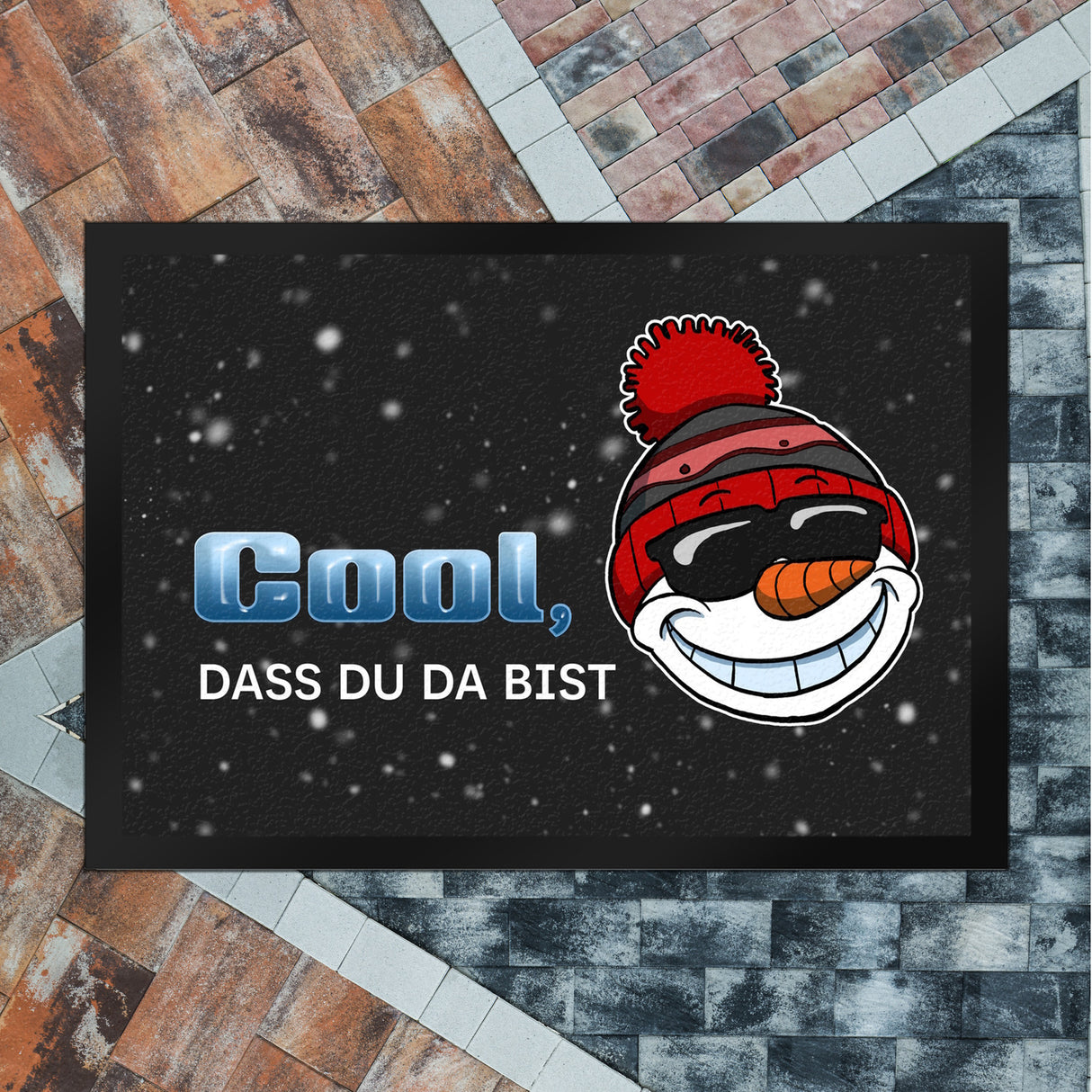 Cool dass du da bist Fußmatte mit witzigem Schneemann-Motiv