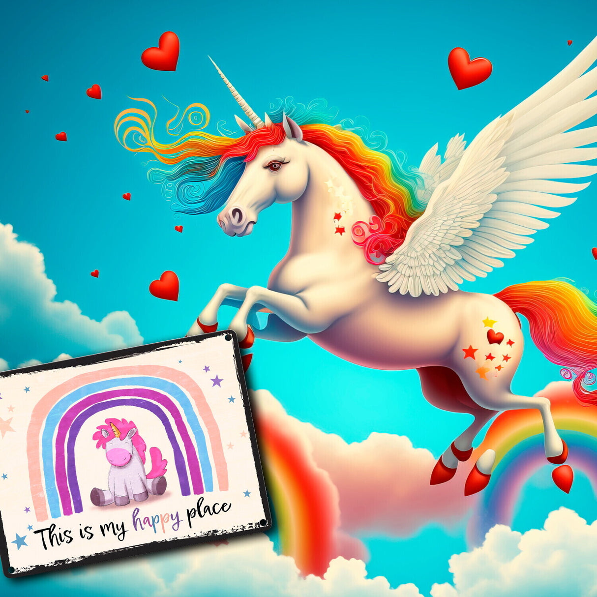 This is my happy place Metallschild mit niedlichem Einhorn