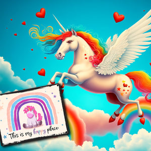 This is my happy place Metallschild mit niedlichem Einhorn