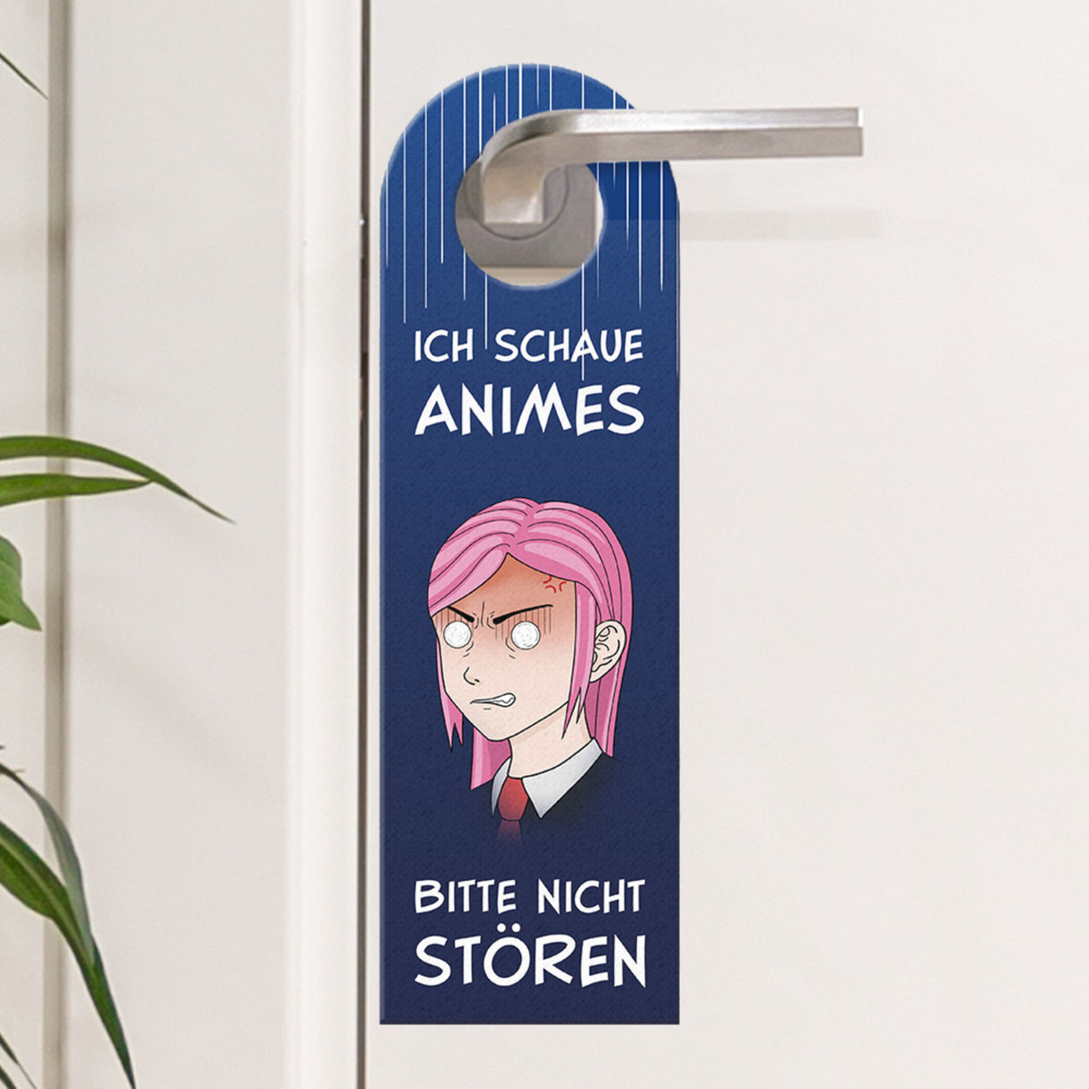 Ich schaue Animes oder Komm rein Türhänger mit Animemädchen Motiv