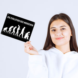 Die Evolution des Menschen Metallschild mit witzigem Motiv für die Toilette