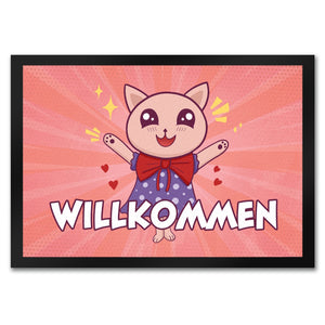Willkommen Fußmatte mit süßem Manga Kätzchen