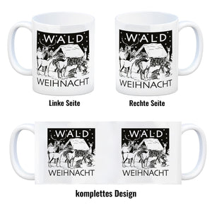 Kaffeebecher zum Thema Weihnachten im Wald -weiß