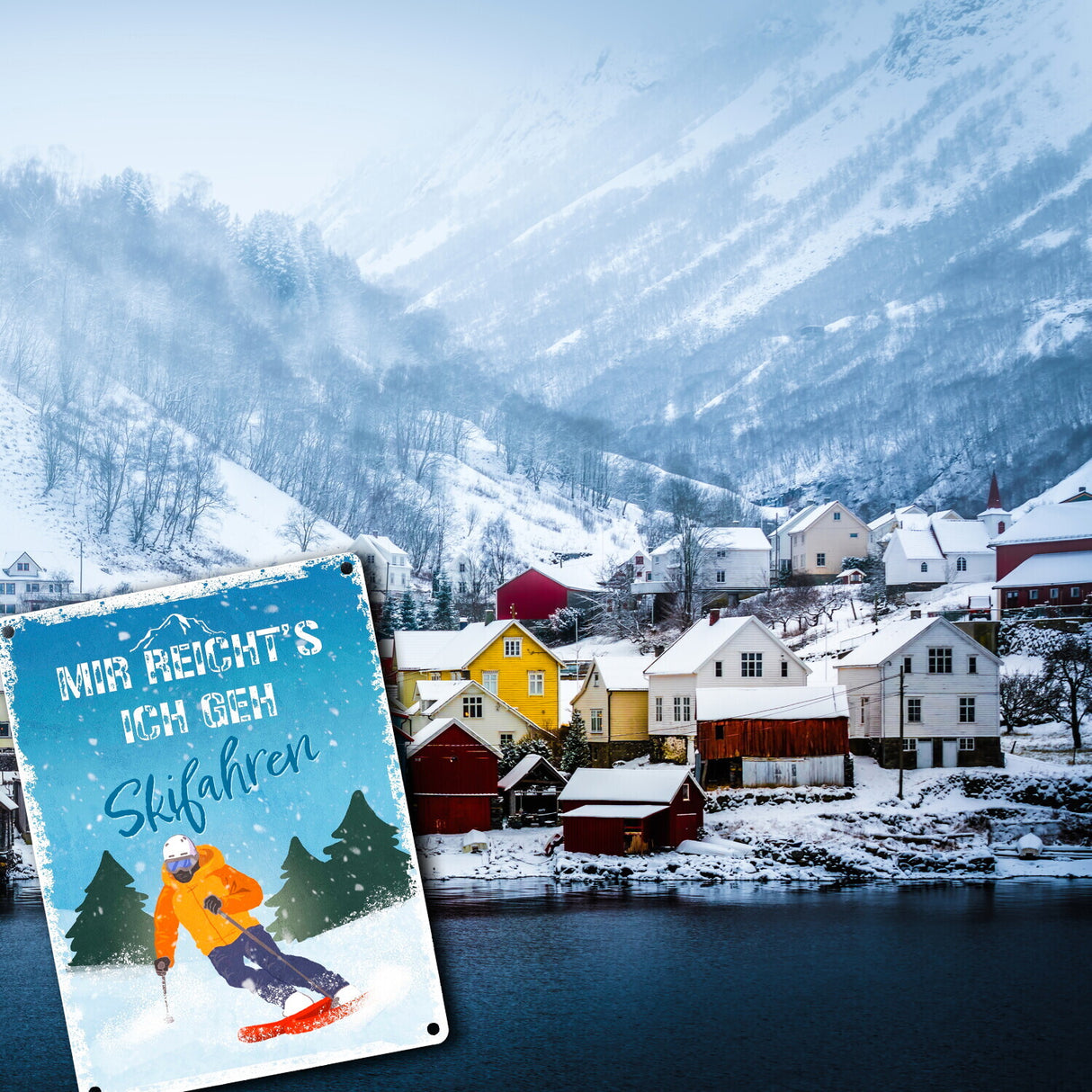 Mir reicht's ich geh Skifahren Metallschild mit Skifahrer-Motiv