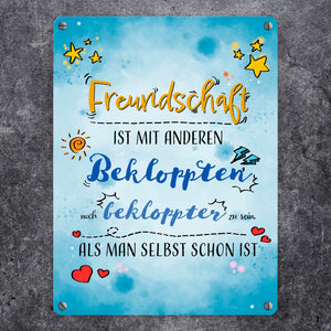 Metallschild mit lustigem Spruch zu Freundschaft