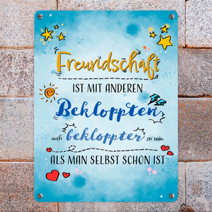 Metallschild mit lustigem Spruch zu Freundschaft
