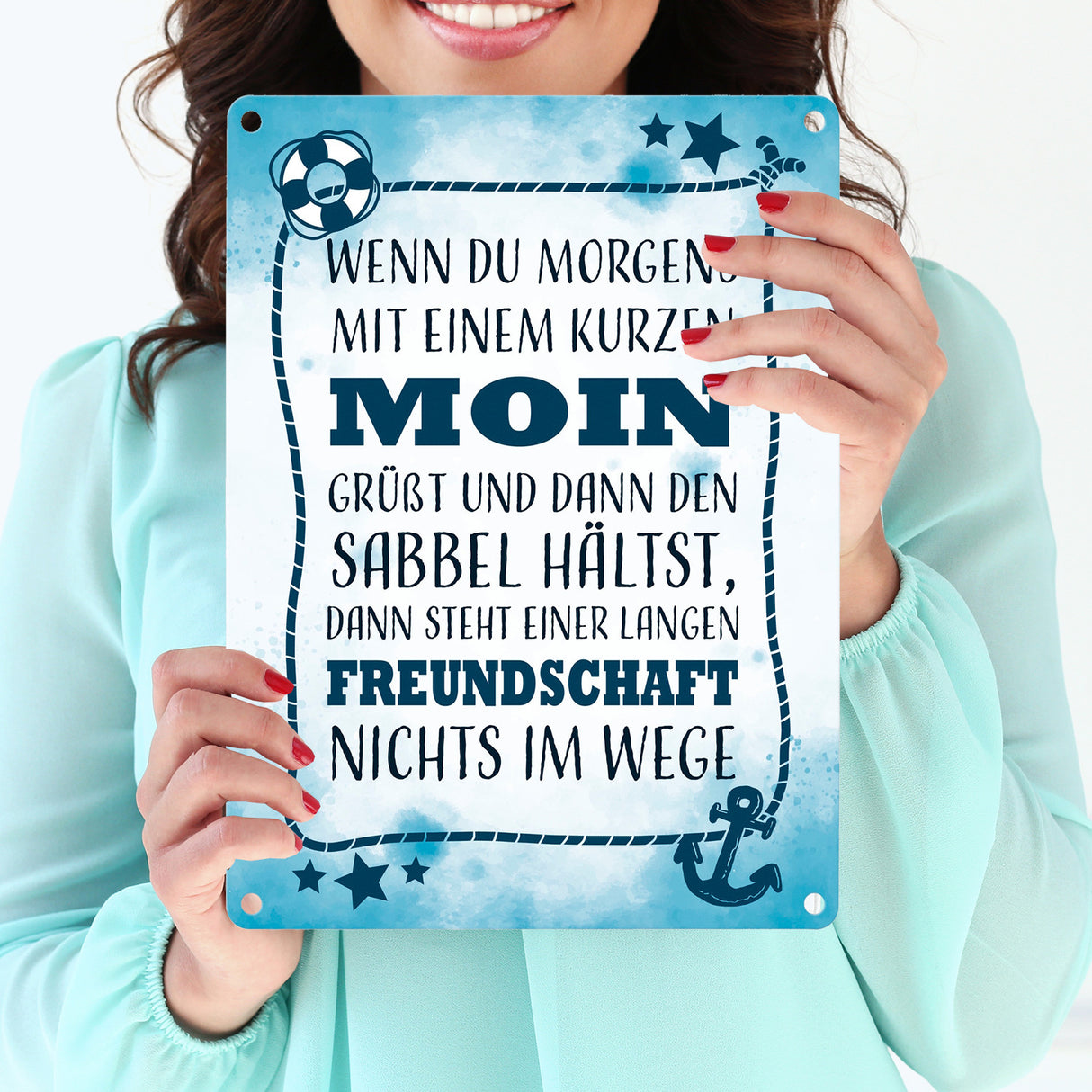 Metallschild mit lustigem Spruch zu Freundschaft - Moin