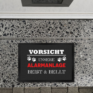 Vorsicht unsere Alarmanlage beißt & bellt Fußmatte
