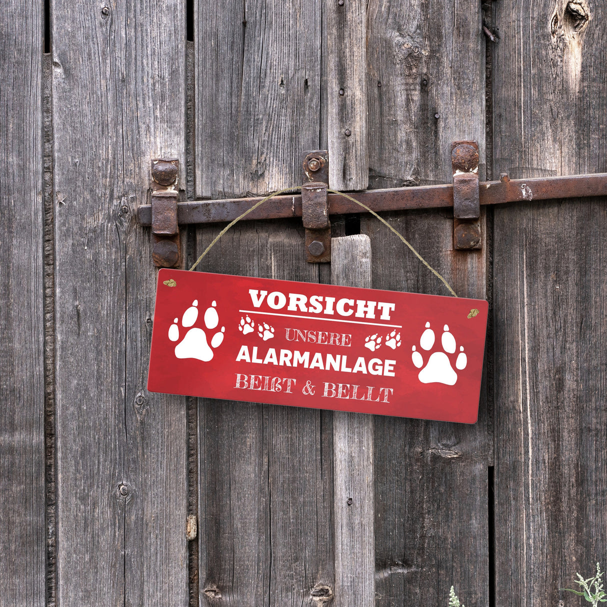 Vorsicht unsere Alarmanlage beißt & bellt Metallschild