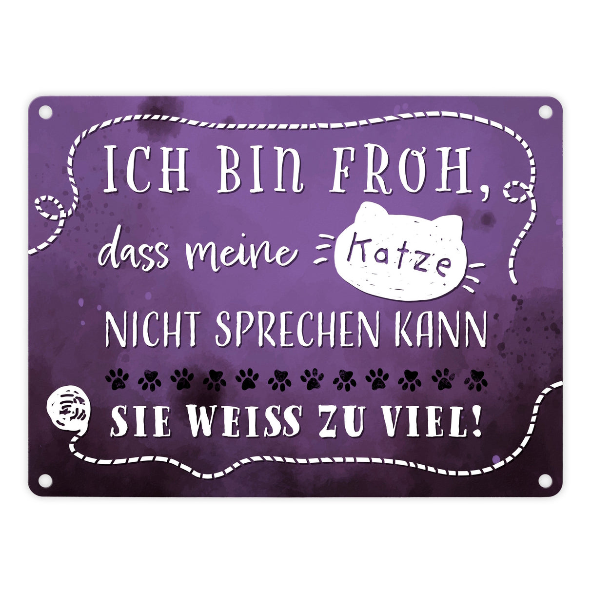 Metallschild mit lustigem Spruch - Meine Katze weiß zu viel