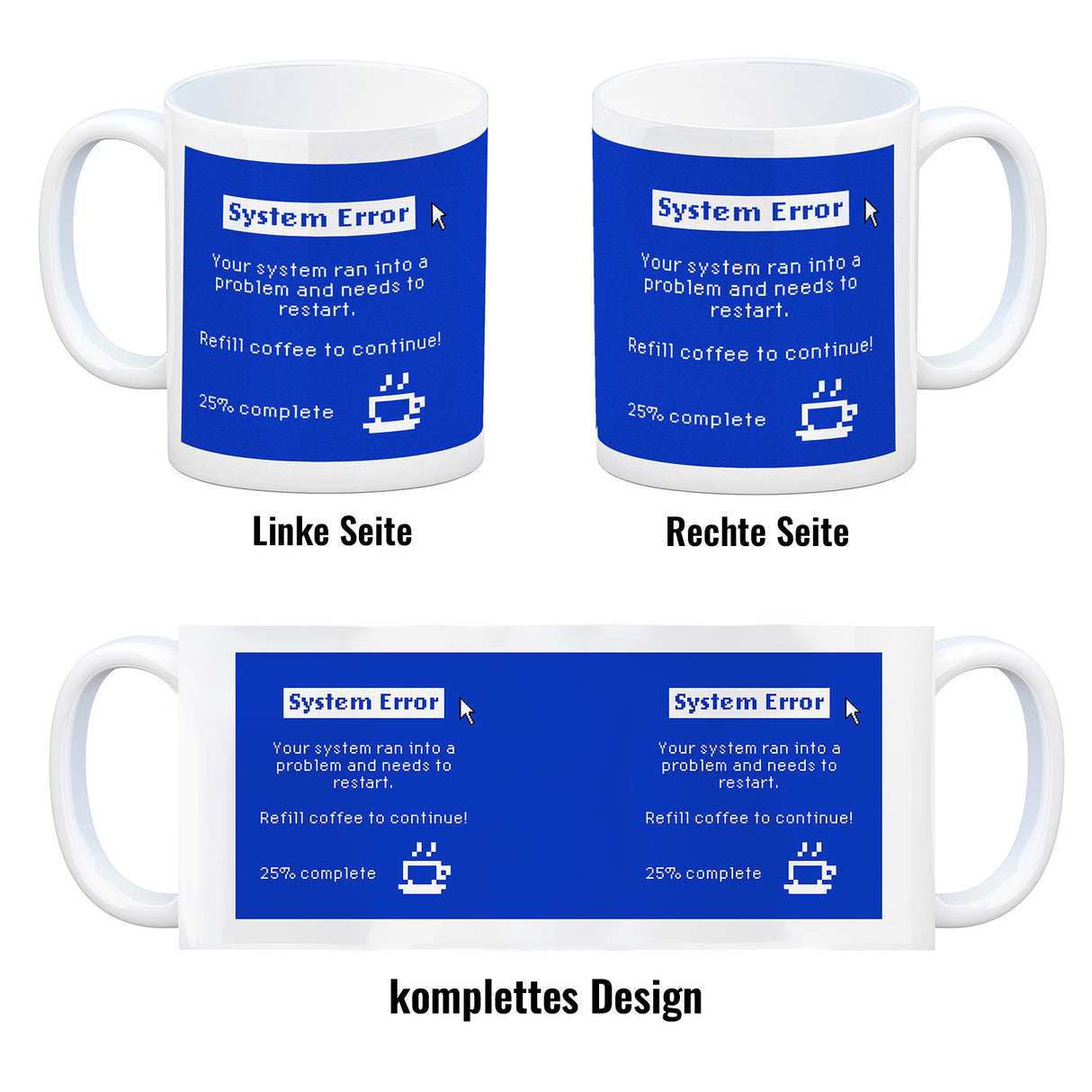 Bluescreen Kaffeebecher mit Fehlermeldung für Nerds