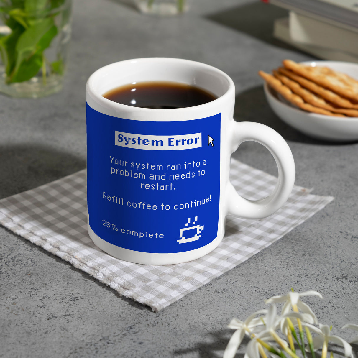 Bluescreen Kaffeebecher mit Fehlermeldung für Nerds
