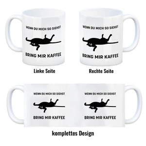 Bring mir Kaffee Kaffeetasse mit lustiger Katze
