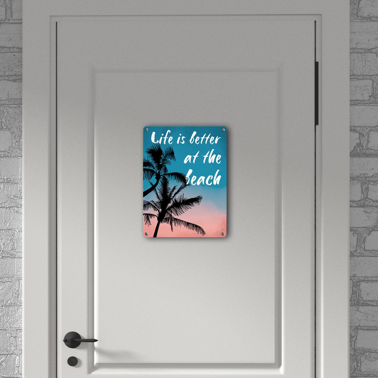 Life is better at the beach Metallschild mit Palmenmotiv