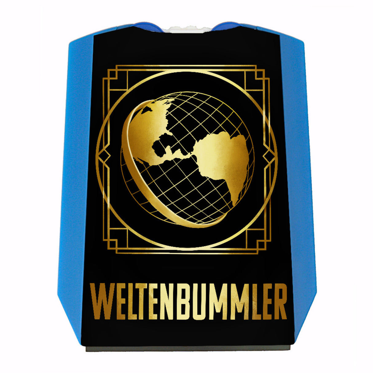Weltenbummler Parkscheibe mit goldenem Globus und Reisemotiv