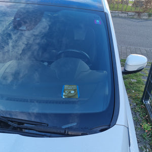 Was glotzt du denn so? Parkscheibe mit lustigem Alpaka und 2 Einkaufswagenchips