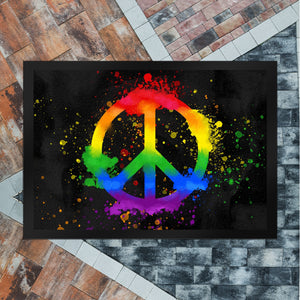 Regenbogen Fußmatte mit Peace-Zeichen