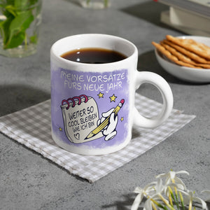 Vorsätze fürs neue Jahr Kaffeebecher mit ironischem Spruch
