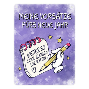 Vorsätze fürs neue Jahr Metallschild mit ironischem Spruch