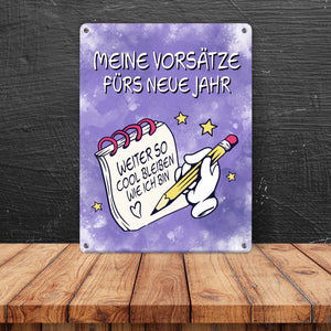 Vorsätze fürs neue Jahr Metallschild mit ironischem Spruch