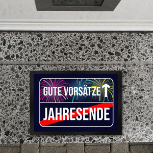Gute Vorsätze voraus Fußmatte im Straßenschild Design