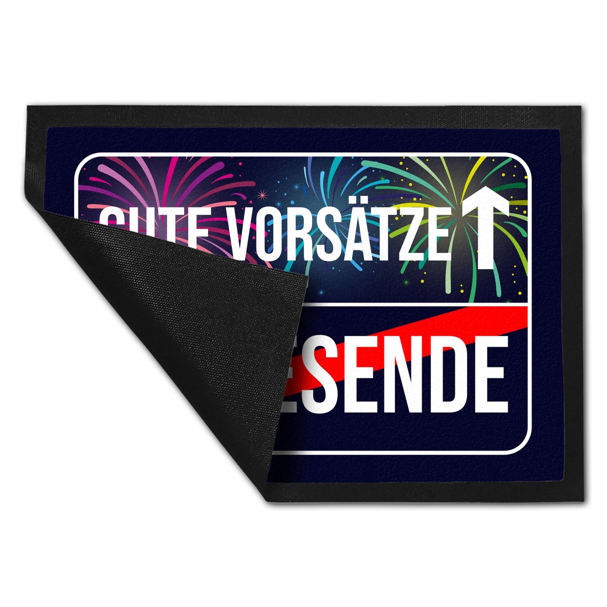 Gute Vorsätze voraus Fußmatte im Straßenschild Design