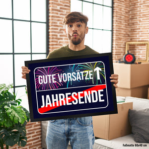 Gute Vorsätze voraus Fußmatte im Straßenschild Design