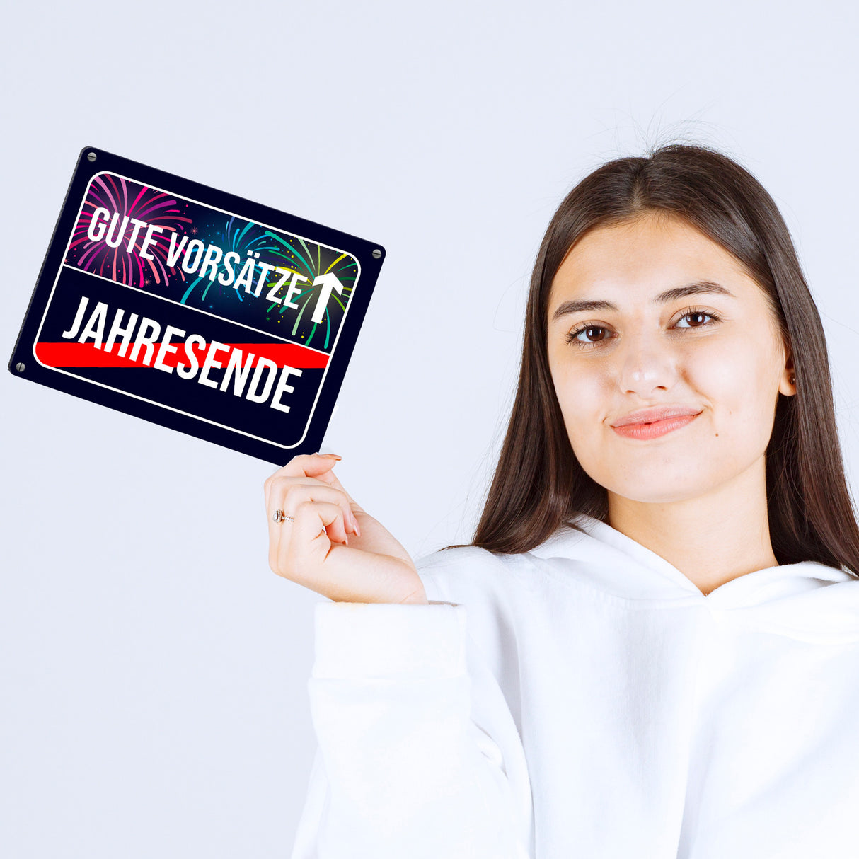 Gute Vorsätze voraus Metallschild im Straßenschild Design