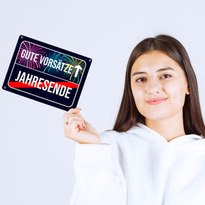 Gute Vorsätze voraus Metallschild im Straßenschild Design